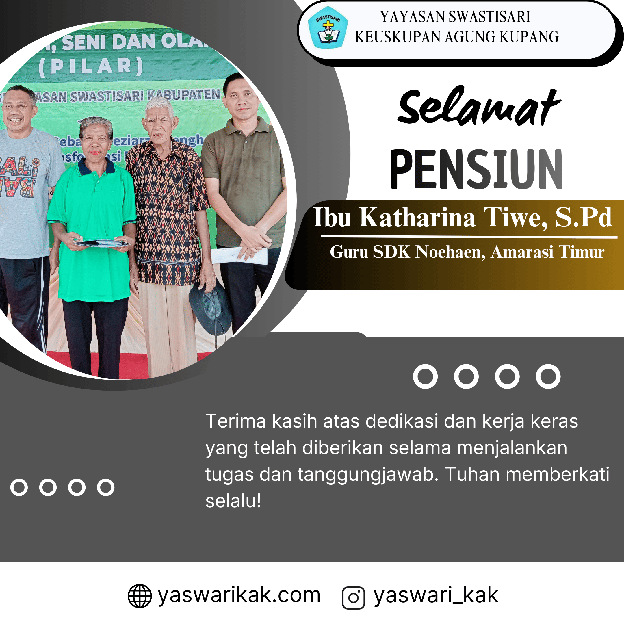 Ibu Katharina Resmi Pensiun Setelah Mengabdi Selama 14 Tahun 4 Bulan
